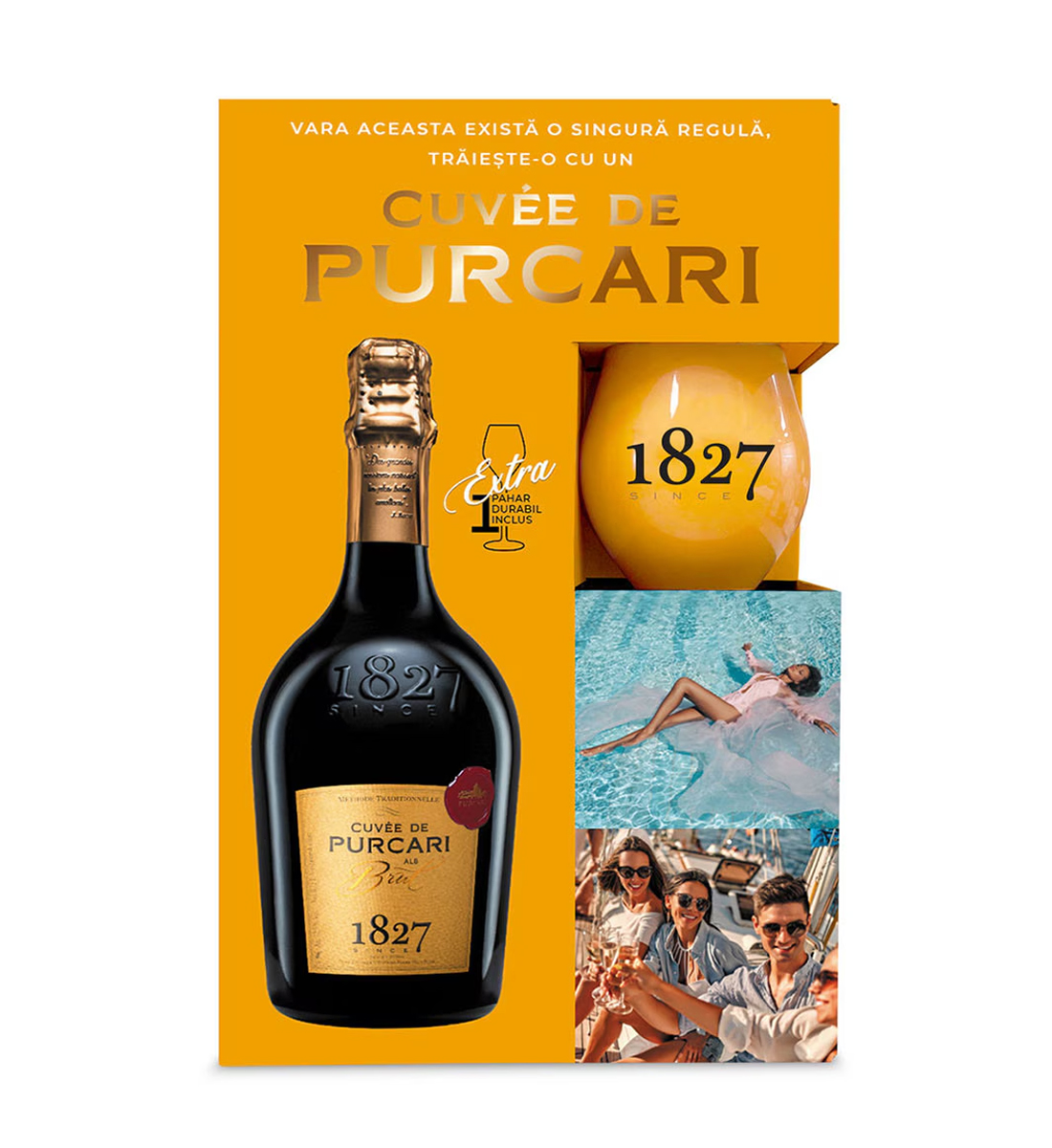 Purcari Cuvee Alb de Purcari Gift Set - Vin Spumant Alb Brut - Republica Moldova - Vin 0.75L